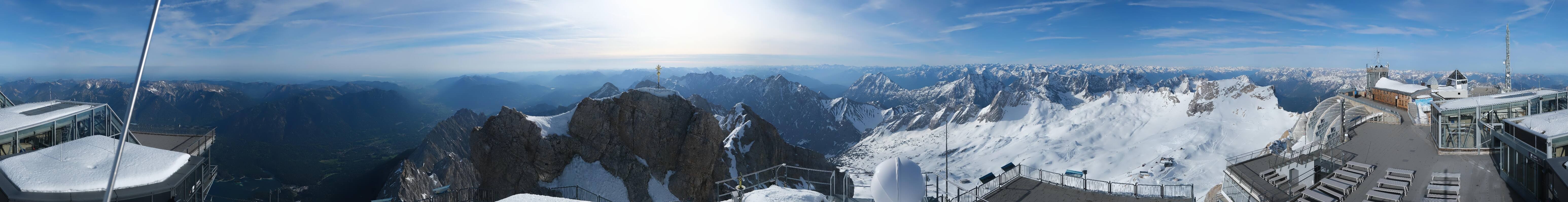 Archiv Foto Webcam Zugspitze: Panoramablick vom Gipfel