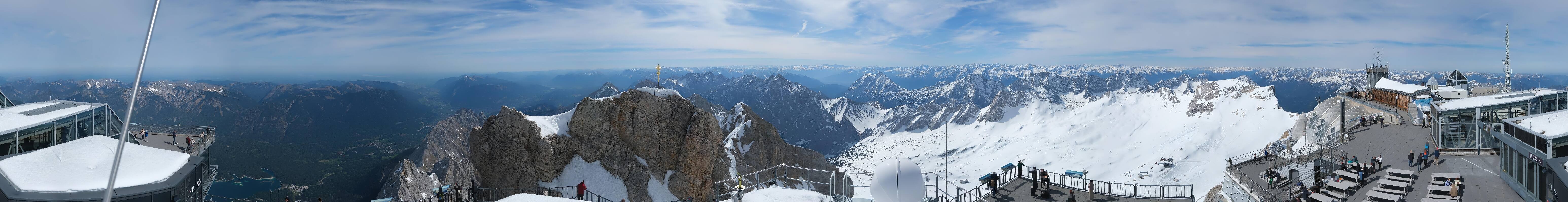 Archiv Foto Webcam Zugspitze: Panoramablick vom Gipfel
