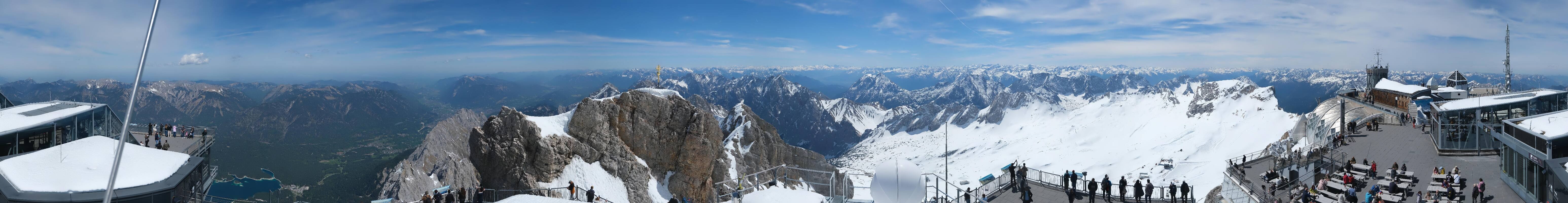 Archiv Foto Webcam Zugspitze: Panoramablick vom Gipfel