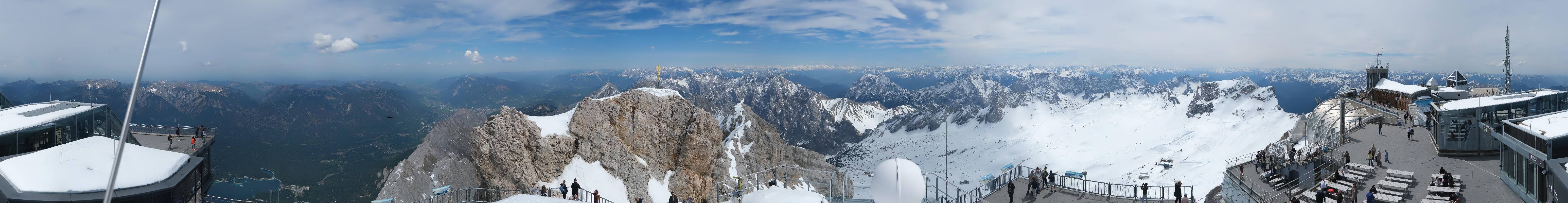 Archiv Foto Webcam Zugspitze: Panoramablick vom Gipfel