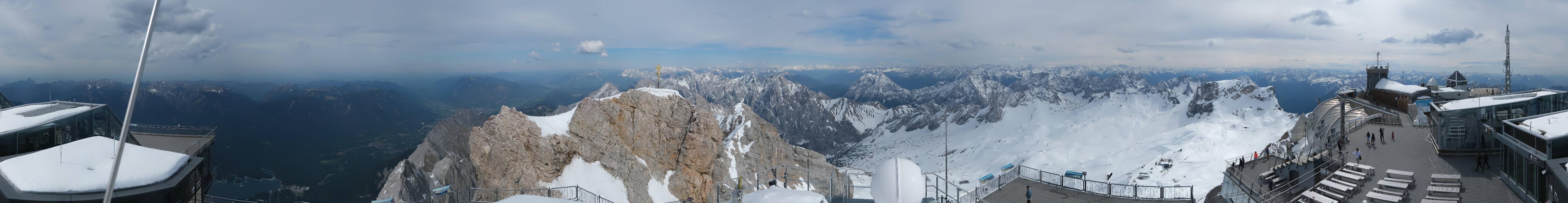 Archiv Foto Webcam Zugspitze: Panoramablick vom Gipfel