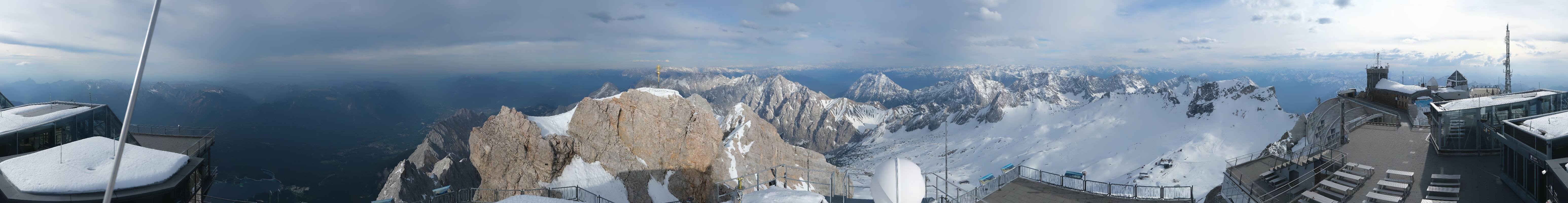 Archiv Foto Webcam Zugspitze: Panoramablick vom Gipfel