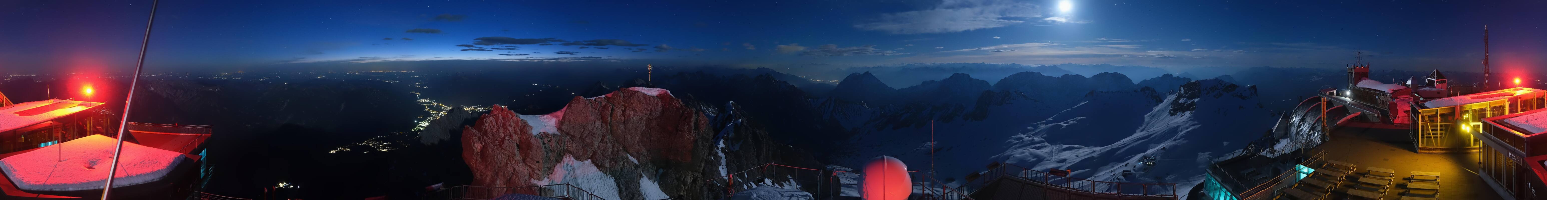 Archiv Foto Webcam Zugspitze: Panoramablick vom Gipfel