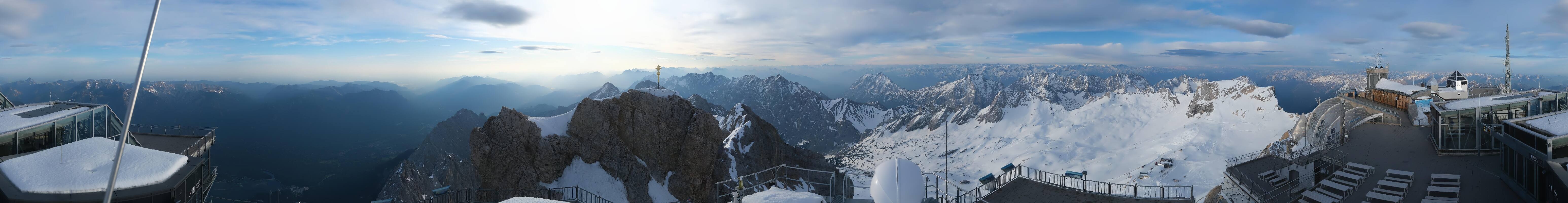 Archiv Foto Webcam Zugspitze: Panoramablick vom Gipfel