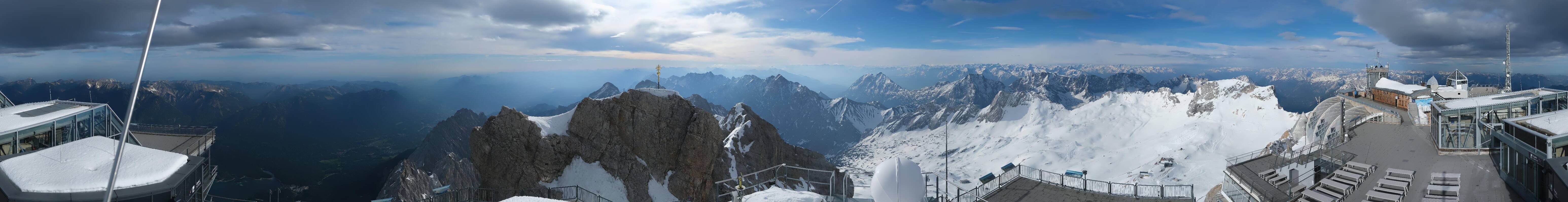 Archiv Foto Webcam Zugspitze: Panoramablick vom Gipfel