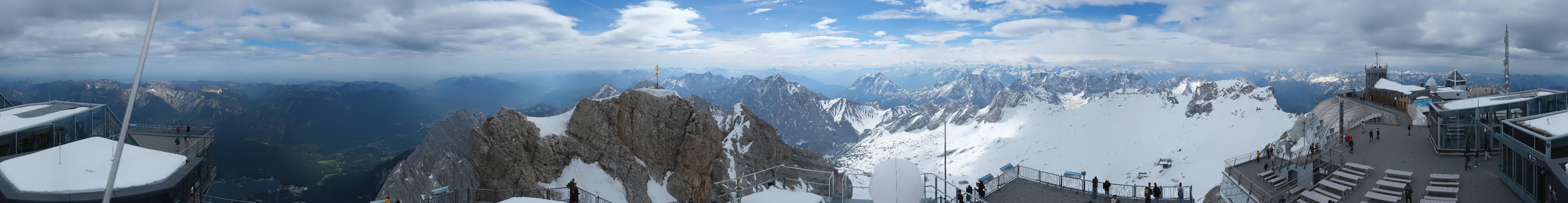 Archiv Foto Webcam Zugspitze: Panoramablick vom Gipfel