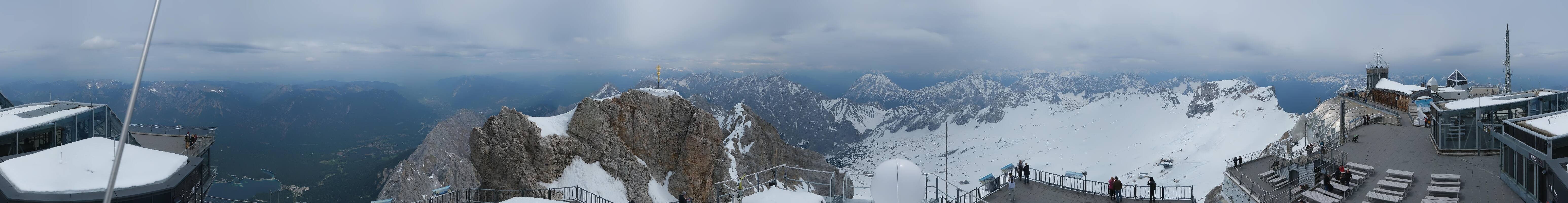 Archiv Foto Webcam Zugspitze: Panoramablick vom Gipfel