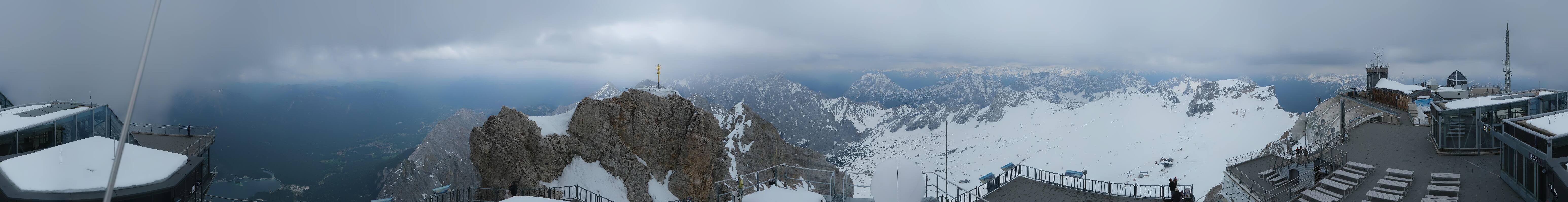 Archiv Foto Webcam Zugspitze: Panoramablick vom Gipfel