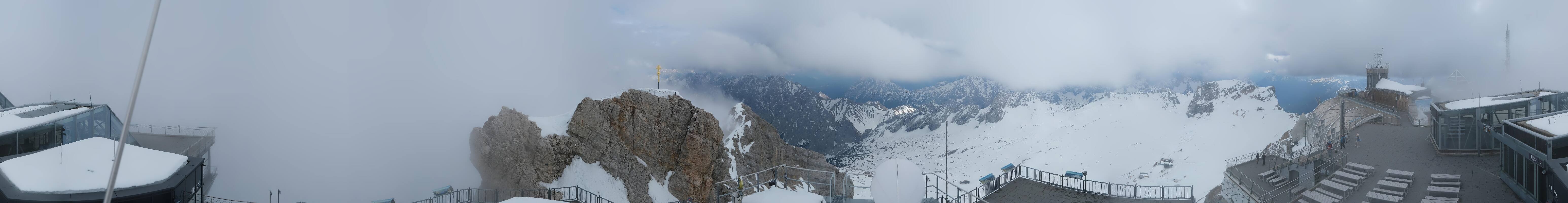 Archiv Foto Webcam Zugspitze: Panoramablick vom Gipfel