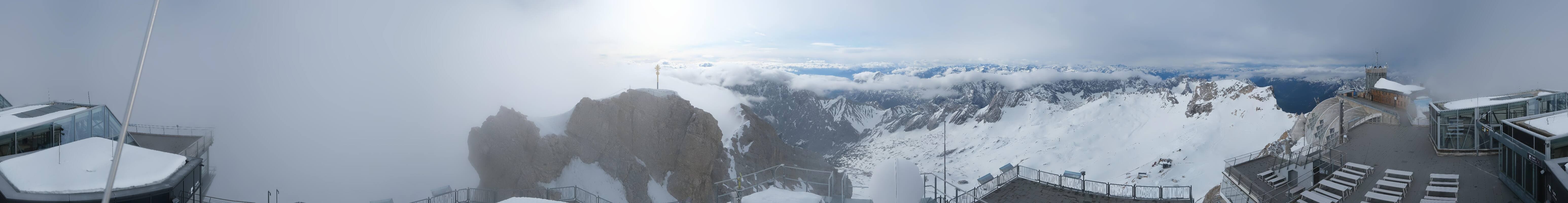 Archiv Foto Webcam Zugspitze: Panoramablick vom Gipfel