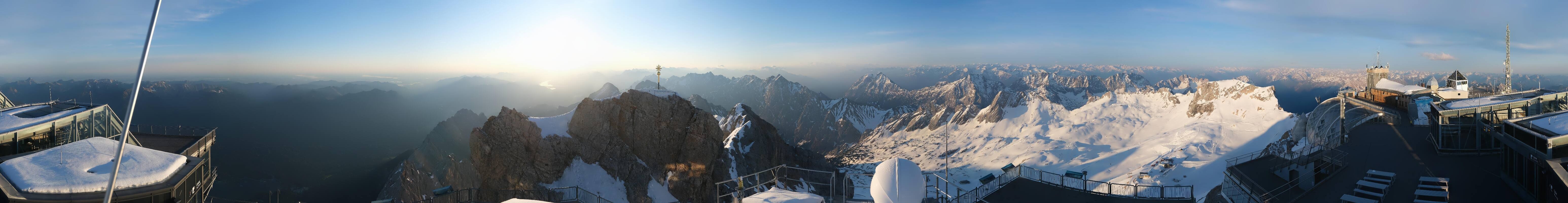 Archiv Foto Webcam Zugspitze: Panoramablick vom Gipfel
