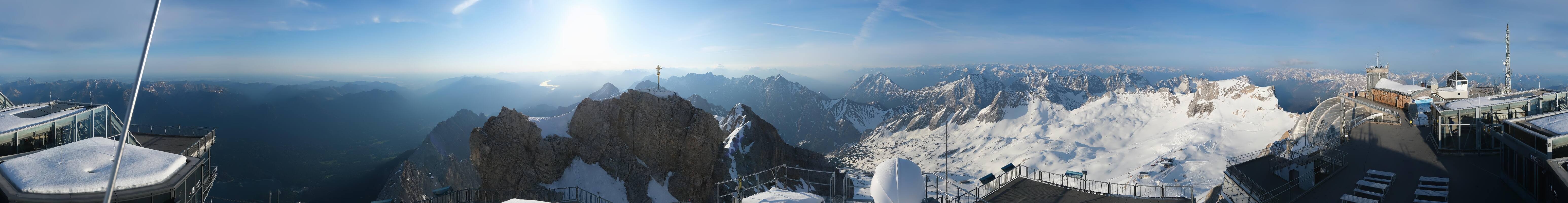 Archiv Foto Webcam Zugspitze: Panoramablick vom Gipfel