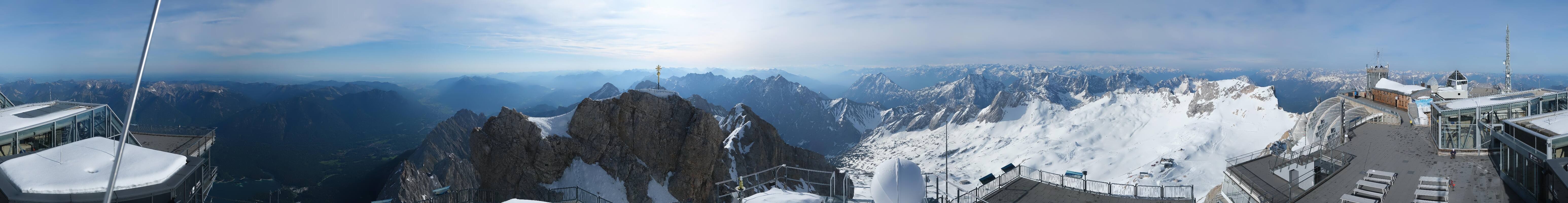 Archiv Foto Webcam Zugspitze: Panoramablick vom Gipfel