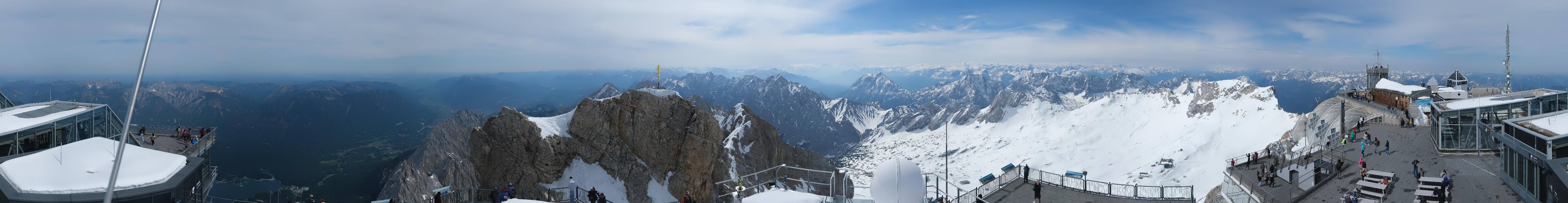 Archiv Foto Webcam Zugspitze: Panoramablick vom Gipfel