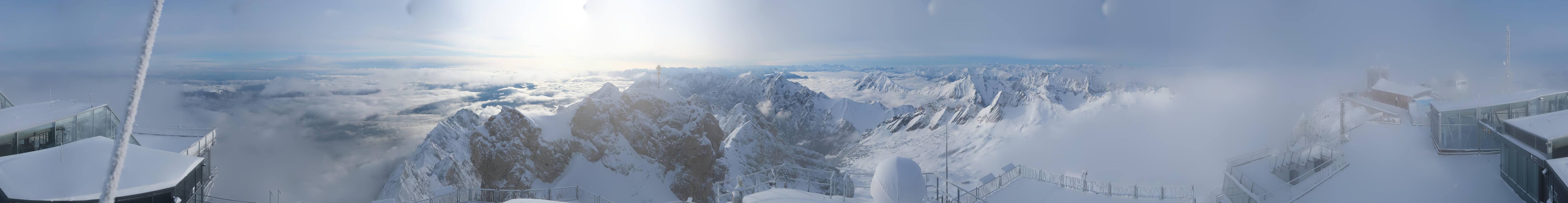 Archiv Foto Webcam Zugspitze: Panoramablick vom Gipfel