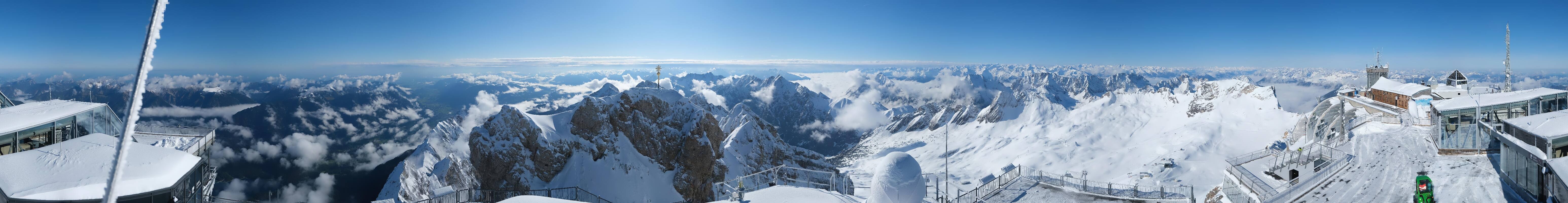 Archiv Foto Webcam Zugspitze: Panoramablick vom Gipfel