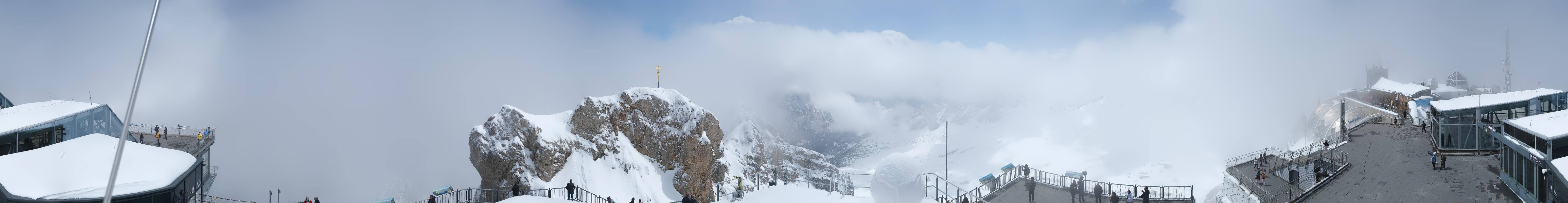 Archiv Foto Webcam Zugspitze: Panoramablick vom Gipfel