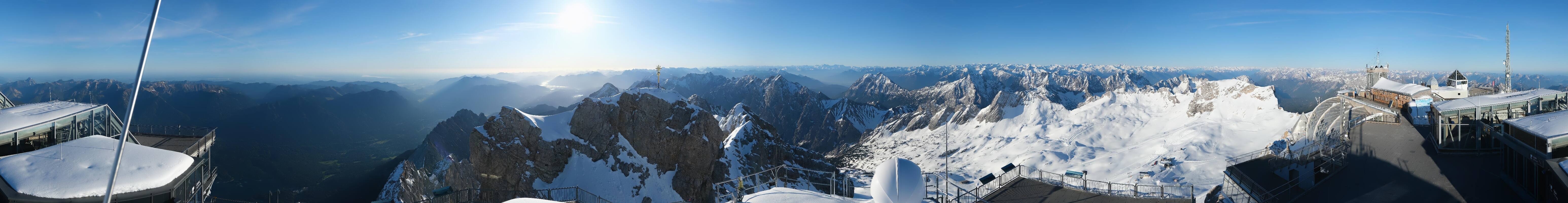 Archiv Foto Webcam Zugspitze: Panoramablick vom Gipfel