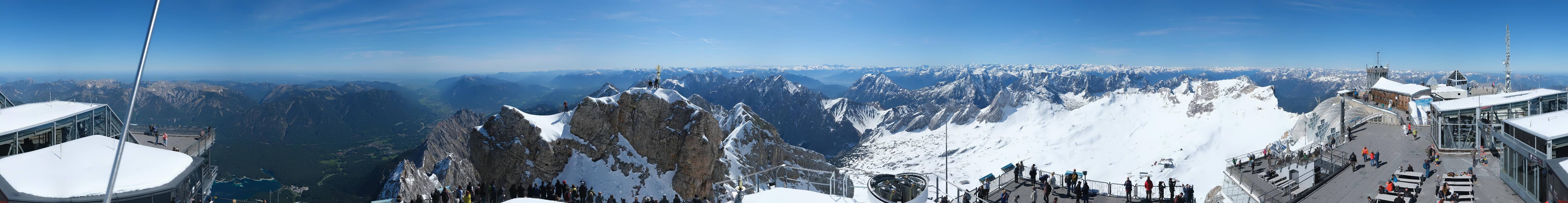 Archiv Foto Webcam Zugspitze: Panoramablick vom Gipfel