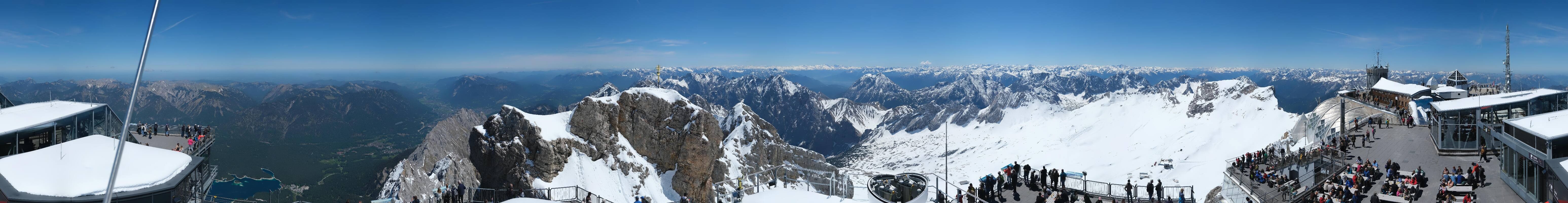 Archiv Foto Webcam Zugspitze: Panoramablick vom Gipfel