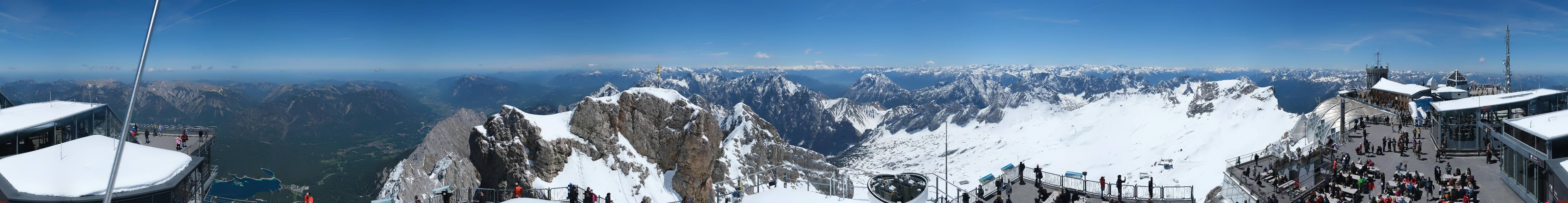 Archiv Foto Webcam Zugspitze: Panoramablick vom Gipfel