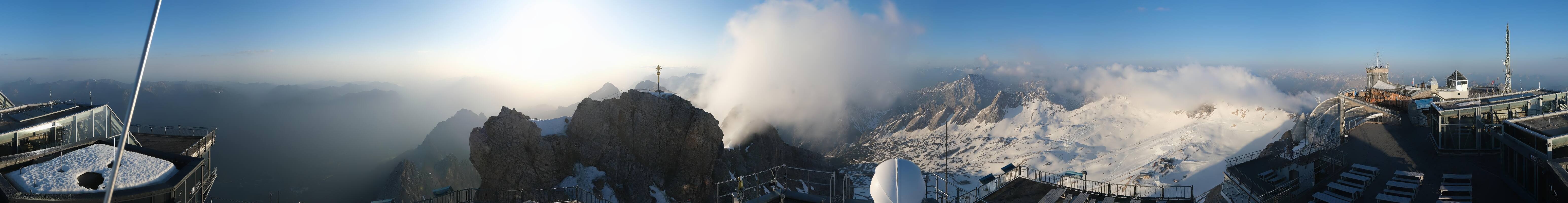Archiv Foto Webcam Zugspitze: Panoramablick vom Gipfel
