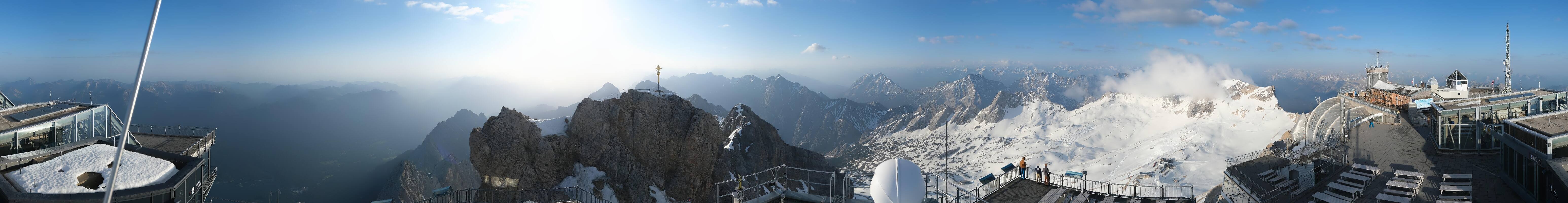 Archiv Foto Webcam Zugspitze: Panoramablick vom Gipfel