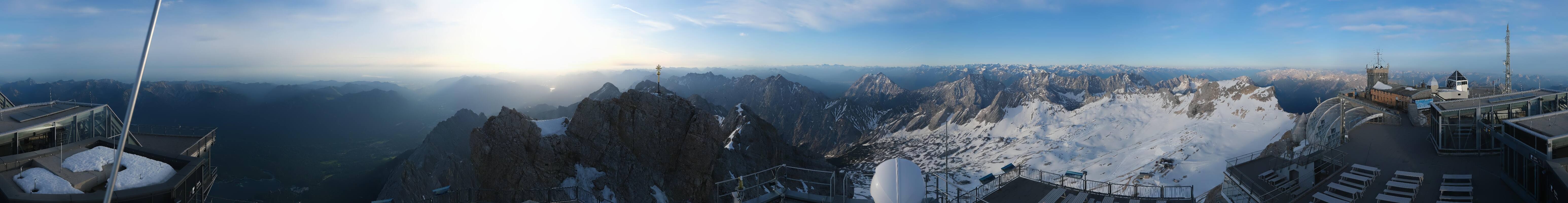 Archiv Foto Webcam Zugspitze: Panoramablick vom Gipfel