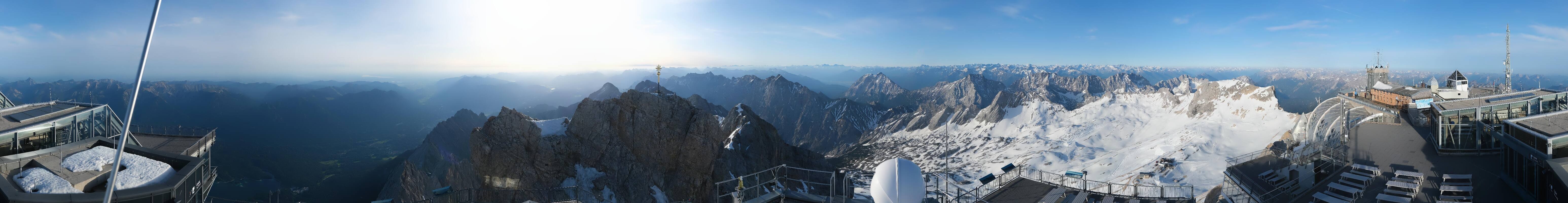 Archiv Foto Webcam Zugspitze: Panoramablick vom Gipfel