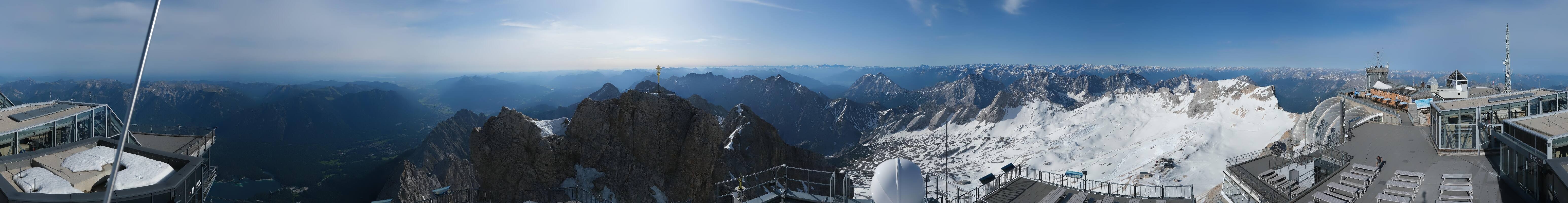 Archiv Foto Webcam Zugspitze: Panoramablick vom Gipfel
