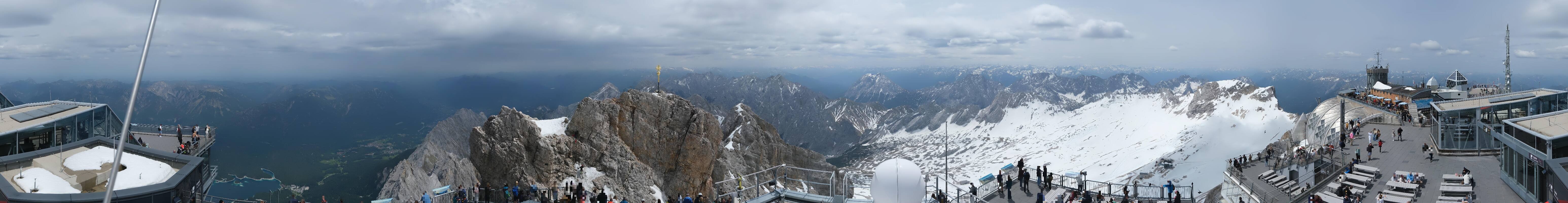 Archiv Foto Webcam Zugspitze: Panoramablick vom Gipfel
