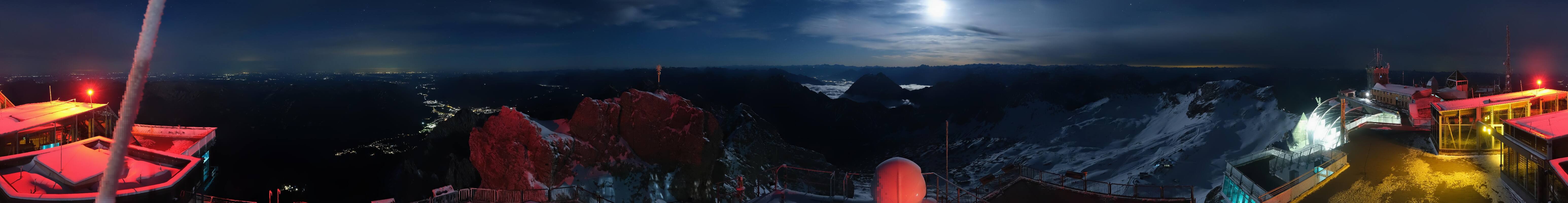 Archiv Foto Webcam Zugspitze: Panoramablick vom Gipfel