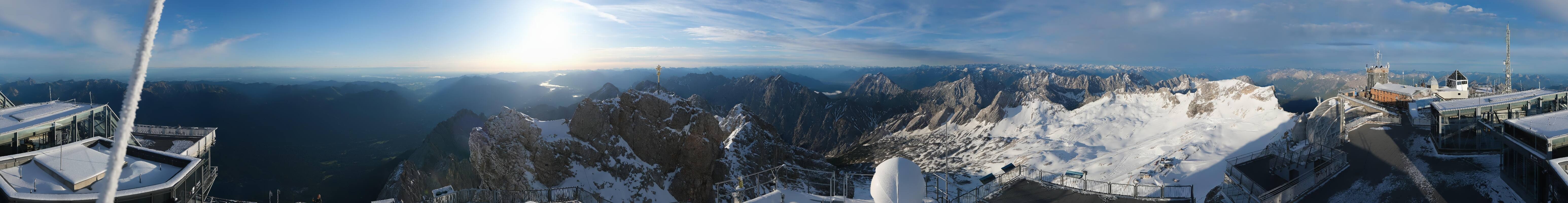 Archiv Foto Webcam Zugspitze: Panoramablick vom Gipfel