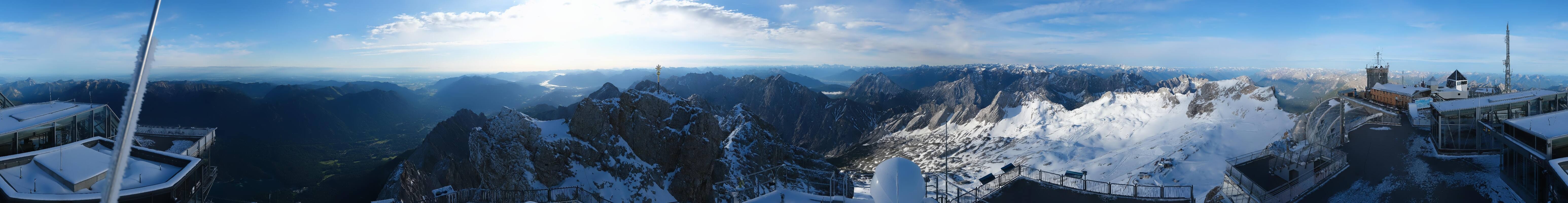 Archiv Foto Webcam Zugspitze: Panoramablick vom Gipfel