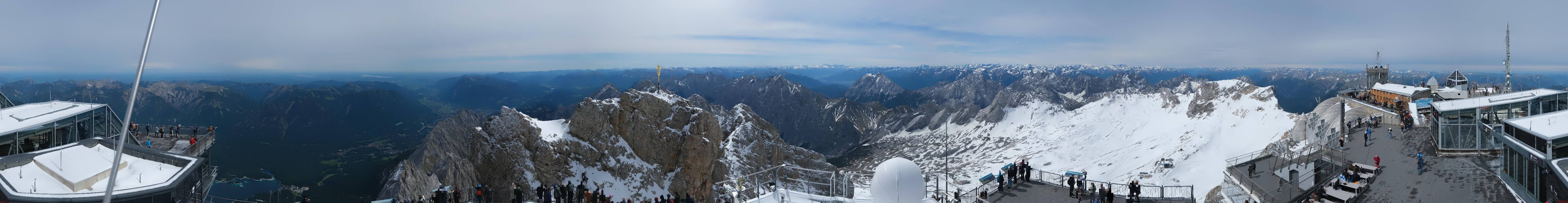 Archiv Foto Webcam Zugspitze: Panoramablick vom Gipfel