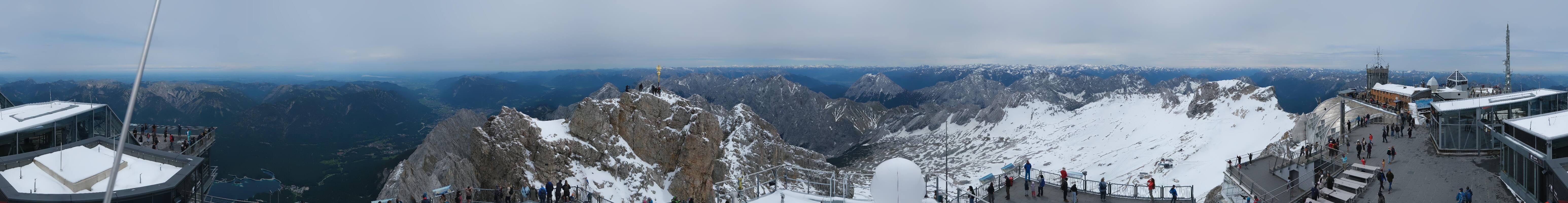 Archiv Foto Webcam Zugspitze: Panoramablick vom Gipfel