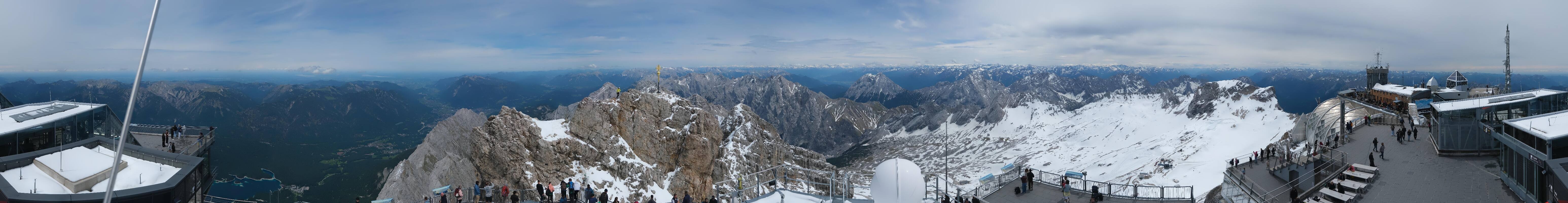 Archiv Foto Webcam Zugspitze: Panoramablick vom Gipfel