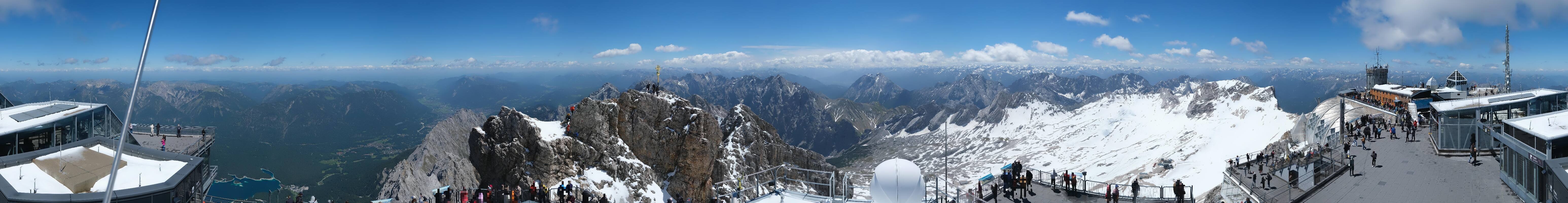 Archiv Foto Webcam Zugspitze: Panoramablick vom Gipfel
