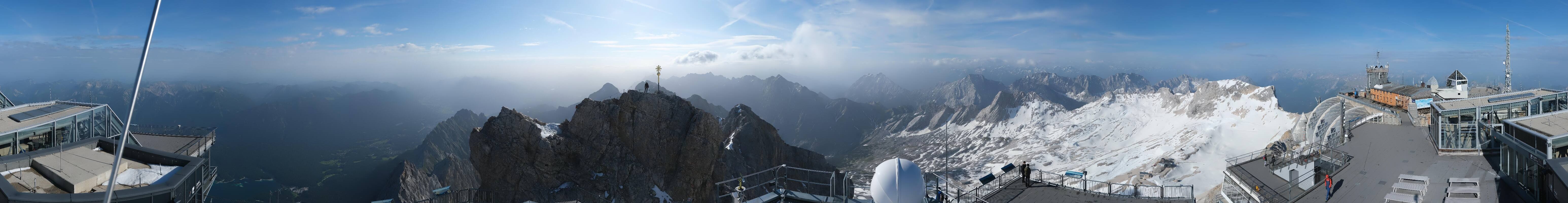 Archiv Foto Webcam Zugspitze: Panoramablick vom Gipfel