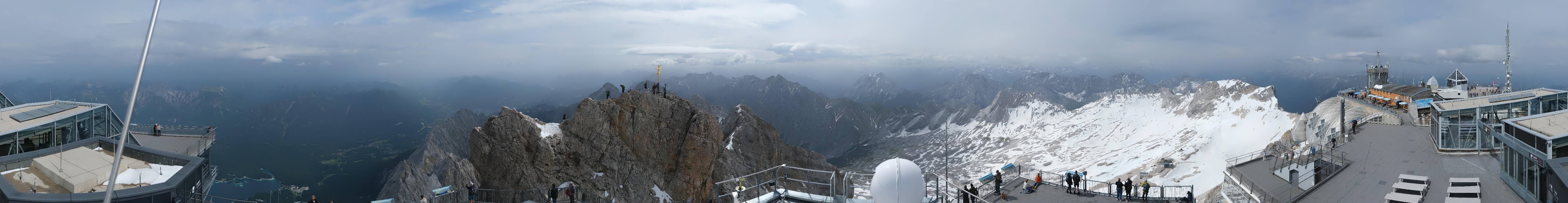 Archiv Foto Webcam Zugspitze: Panoramablick vom Gipfel