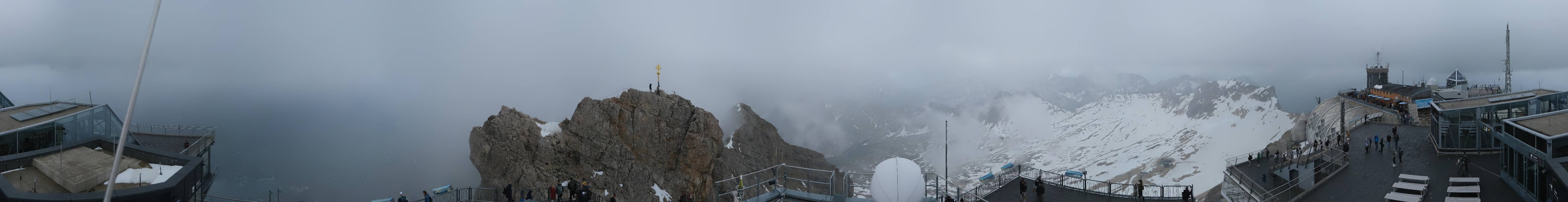 Archiv Foto Webcam Zugspitze: Panoramablick vom Gipfel