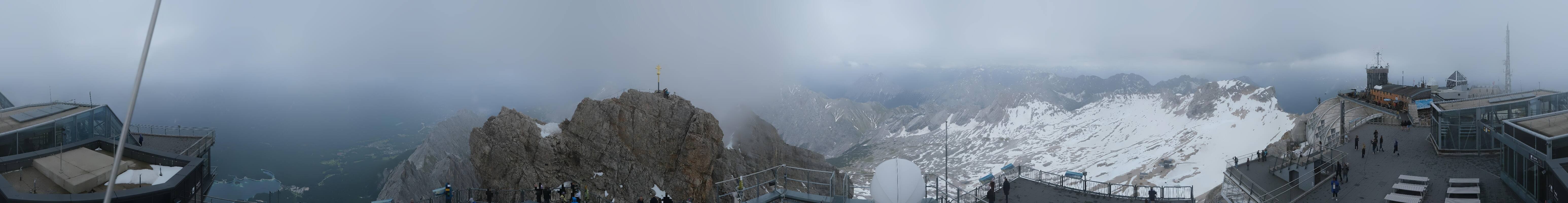 Archiv Foto Webcam Zugspitze: Panoramablick vom Gipfel
