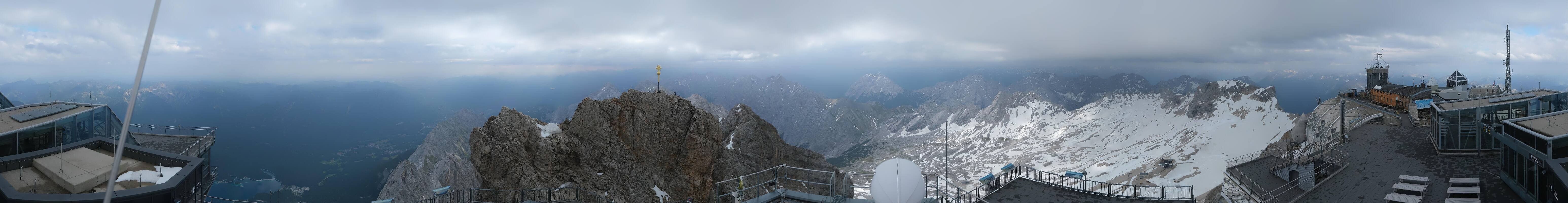 Archiv Foto Webcam Zugspitze: Panoramablick vom Gipfel