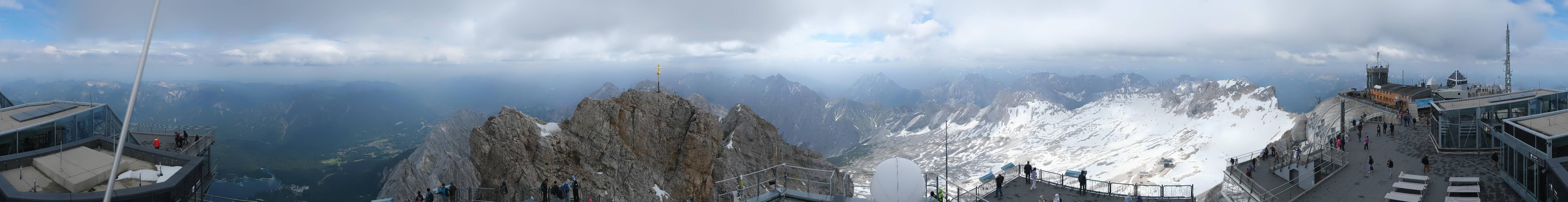 Archiv Foto Webcam Zugspitze: Panoramablick vom Gipfel