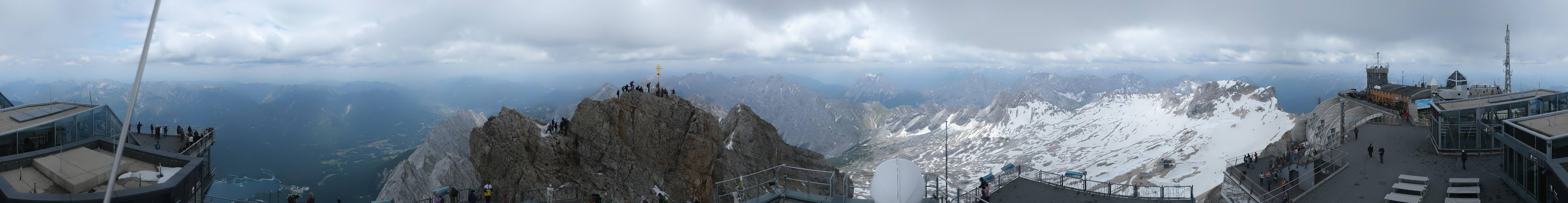Archiv Foto Webcam Zugspitze: Panoramablick vom Gipfel