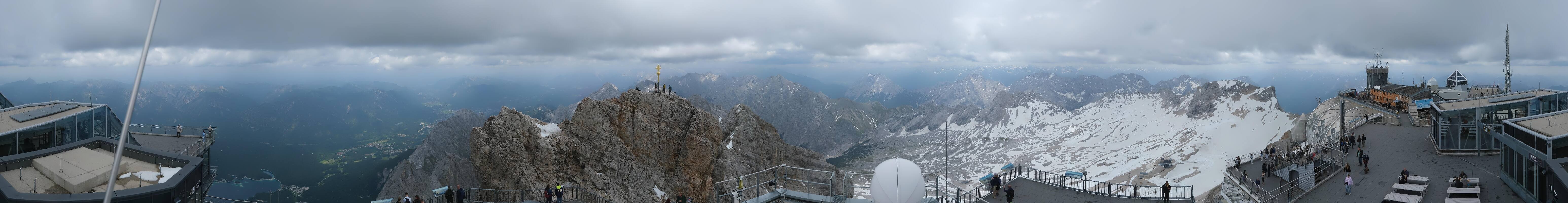 Archiv Foto Webcam Zugspitze: Panoramablick vom Gipfel
