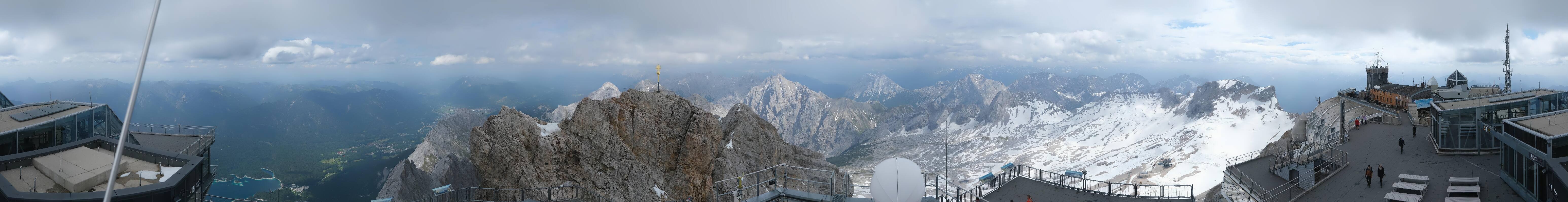 Archiv Foto Webcam Zugspitze: Panoramablick vom Gipfel