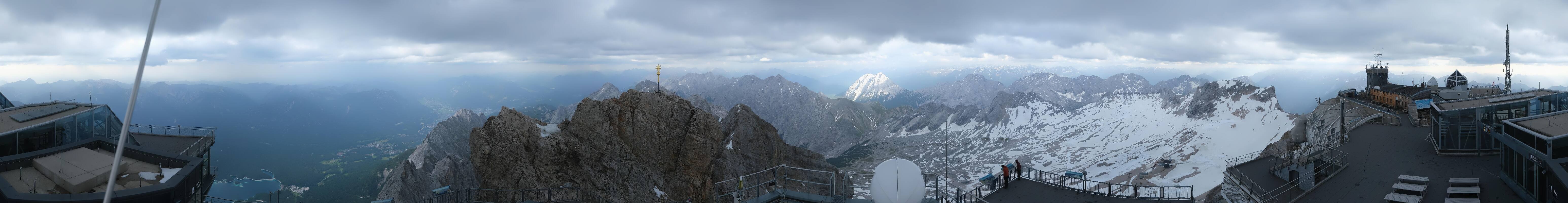 Archiv Foto Webcam Zugspitze: Panoramablick vom Gipfel