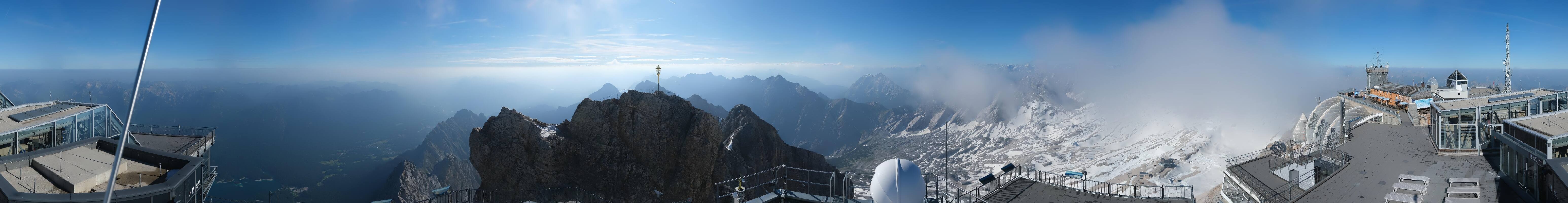 Archiv Foto Webcam Zugspitze: Panoramablick vom Gipfel