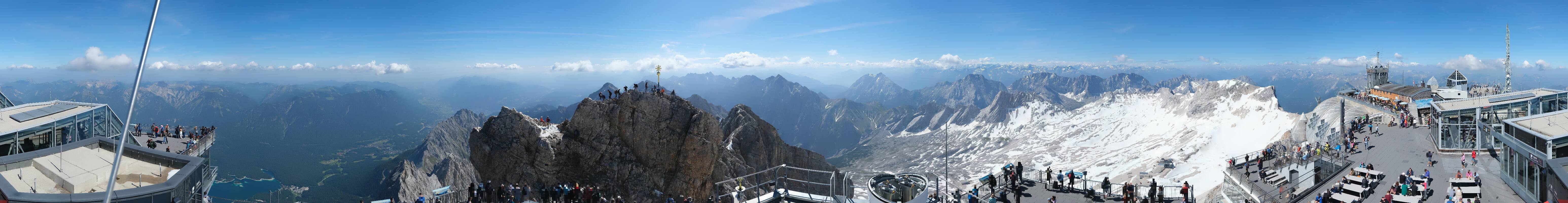 Archiv Foto Webcam Zugspitze: Panoramablick vom Gipfel
